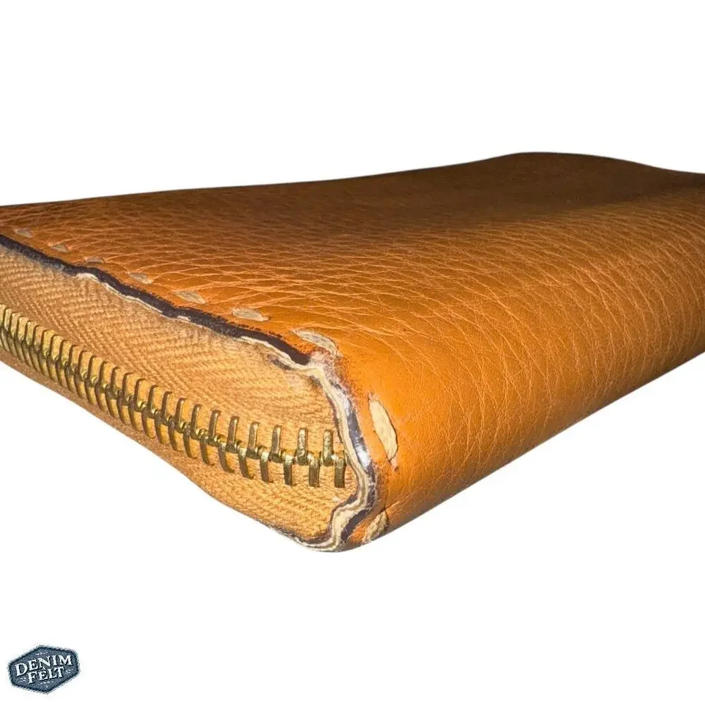 Fendi Selleria Roma Embossed Horse Logo Leather Tan ZipAround Long Wallet | RARE